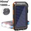 10000mah Portable Solar Mobile Power Charger Waterproof Solar Mobile Power Panel Charging Bank With Built-in Compass And Hook