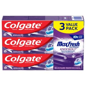 Colgate Max Fresh Knockout Whitening Toothpaste;  Mint Fusion;  3 Pack;  6.3 oz