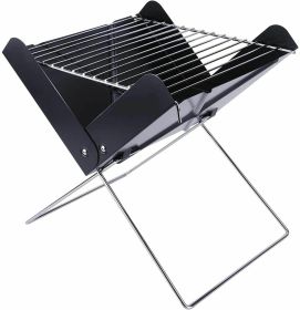 YSSOA 12' Portable Grill Charcoal Barbecue Grill - Folding Mini Tabletop Camping Grill BBQ, Black