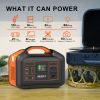 BULLBAT Portable Power Station Pioneer 500, 504Wh Lithium Battery Powered Outlet with 500W AC/60W PD/QC3.0 USB-A/12V DC, Solar Power Generators with M