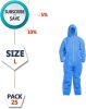 Pack of 25 Blue SMS Coveralls with Hood; Elastic Cuffs; Ankles; Waist; Zipper. Medium Industrial Unisex Disposable PPE Workwear for Cleaning; Painting