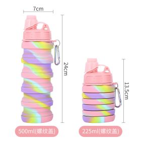 500ML Large Capacity Silicone Sports Water Bottle Outdoor Folding Water Cup For Climbing (Color: 500ml Pink-A)