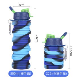 500ML Large Capacity Silicone Sports Water Bottle Outdoor Folding Water Cup For Climbing (Color: 500ml Blue-B)