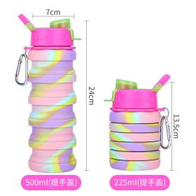 500ML Large Capacity Silicone Sports Water Bottle Outdoor Folding Water Cup For Climbing (Color: 500ml Pink-B)