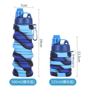 500ML Large Capacity Silicone Sports Water Bottle Outdoor Folding Water Cup For Climbing (Color: 500ml Blue-A)