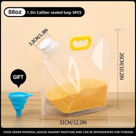5pcs Food Storage Bags; Portable Folding Sealed Food Storage Containers With Lids; Clear Reusable Large Capacity Storage Bags; Moisture-proof Sealed B (Capacity: 2.5 Liters (5 Packs))