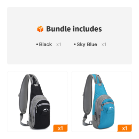 Multifunctional Single Shoulder Backpack (Color: Black+Sky Blue)