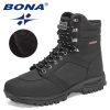 BONA 2022 New DesignersAction Leather Winter Ankle Boots Men Tactical Plush Anti-Skidding Classical Footwear Man Hiking Boots