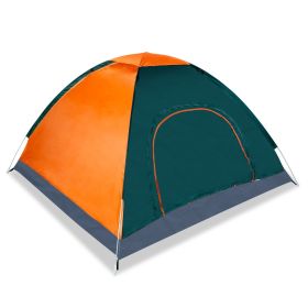 4 Persons Camping Waterproof Tent Pop Up Tent Instant Setup Tent w/2 Mosquito Net Doors Carrying Bag Folding 4 Seasons (Color: orange)